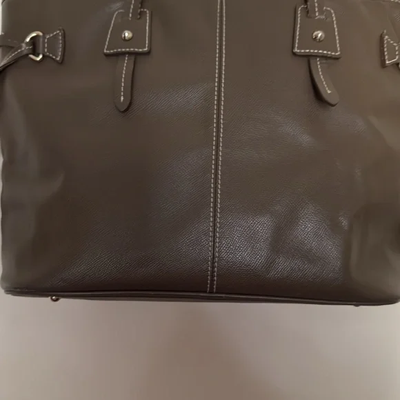 Dooney & Bourke Davis Leather Tote Bag Olive Green Zipper Preowned - Picture 5 of 16